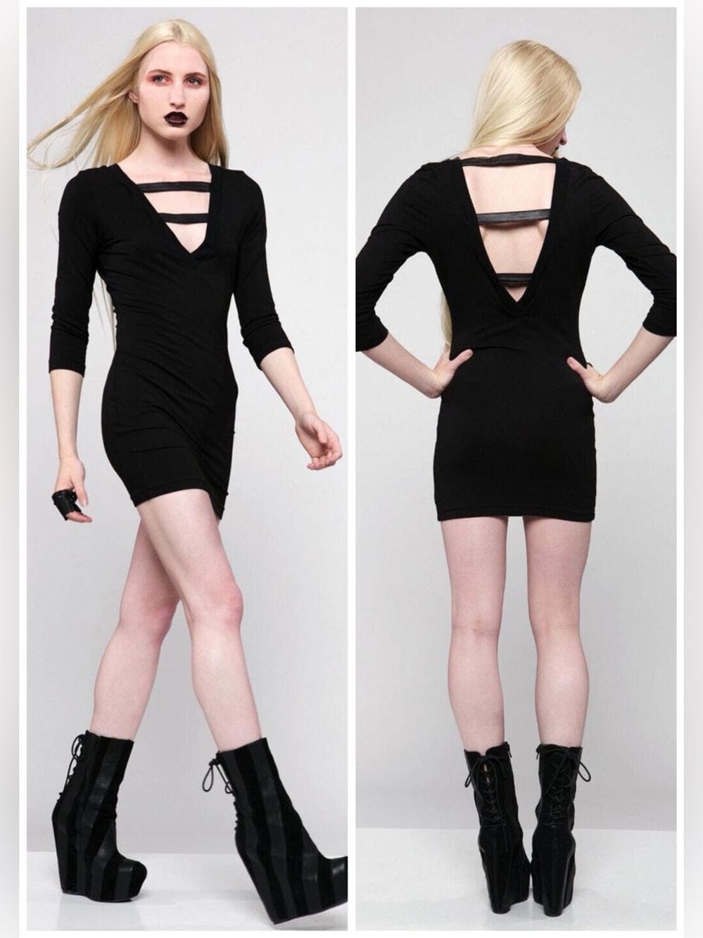 Widow by Lip Service - Black V-Neck Mini Dress with front and back Straps